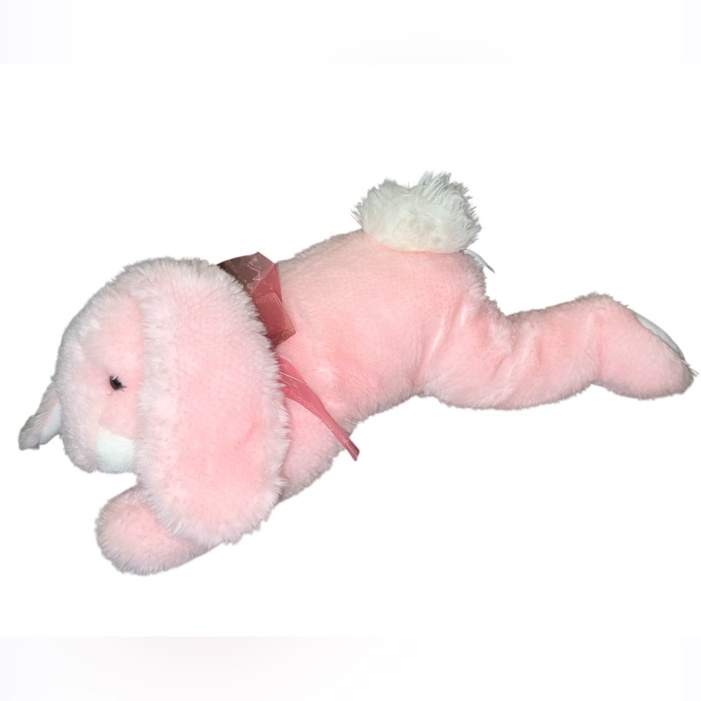Vtg Princess Soft Toys Pink White Bunny Rabbit Floppy Plush Stuffed Animal Bow